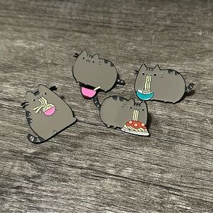 Pusheen Enamel Pin Set of 4 Ramen & 15 Assorted Stickers